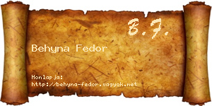 Behyna Fedor névjegykártya
